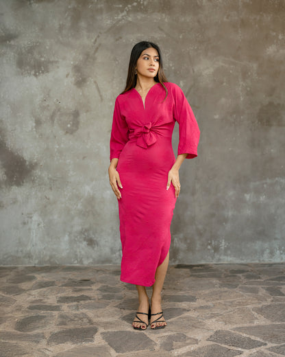 Front Tie-up Long Dress