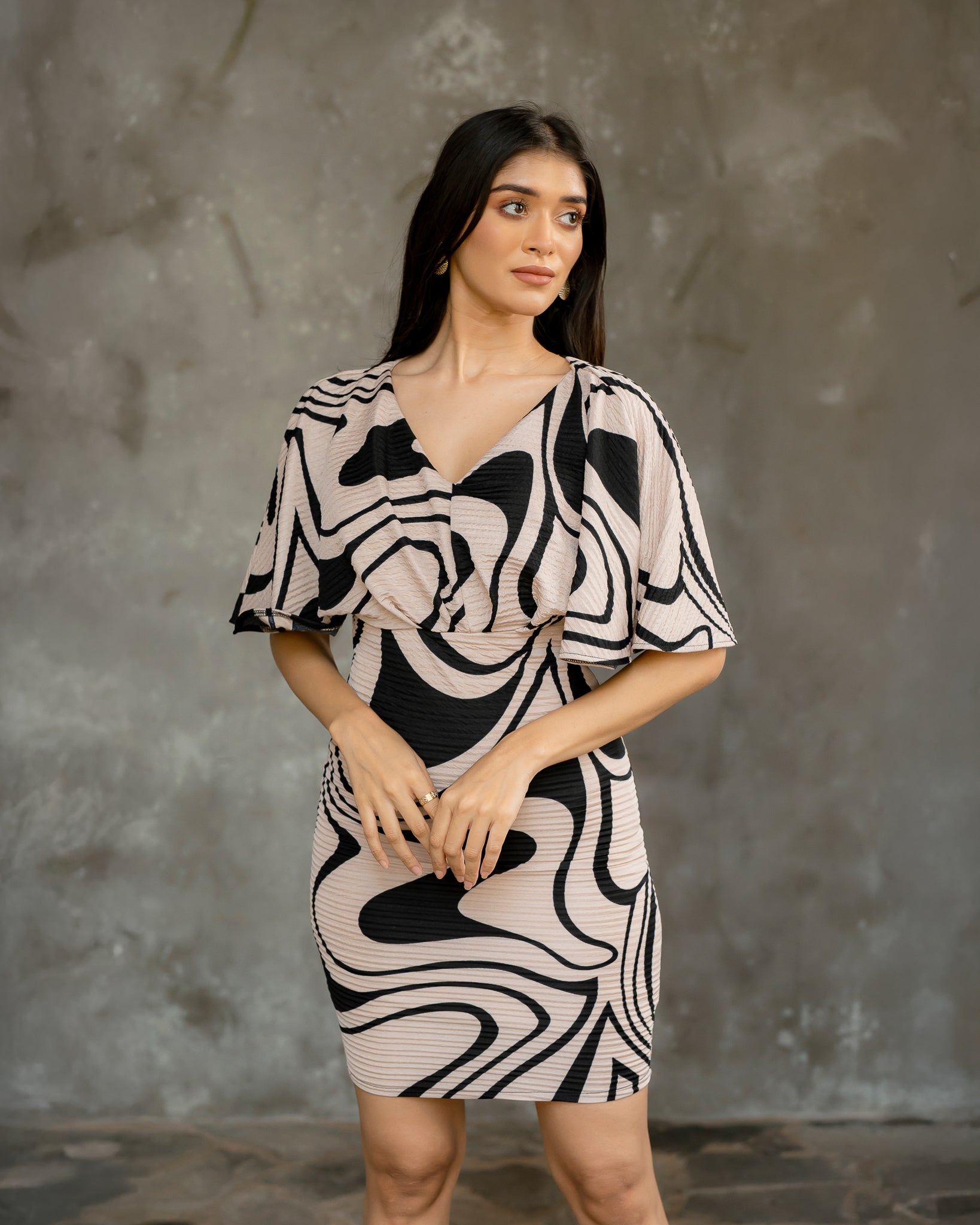 Wide Sleeve Short Dress