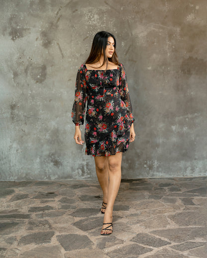 Ruffle Hem Gold Detail Dress