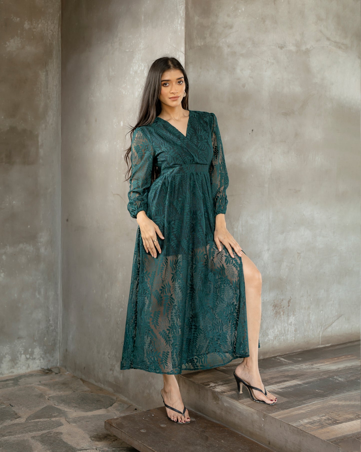 Surplice Neckline Maxi Dress