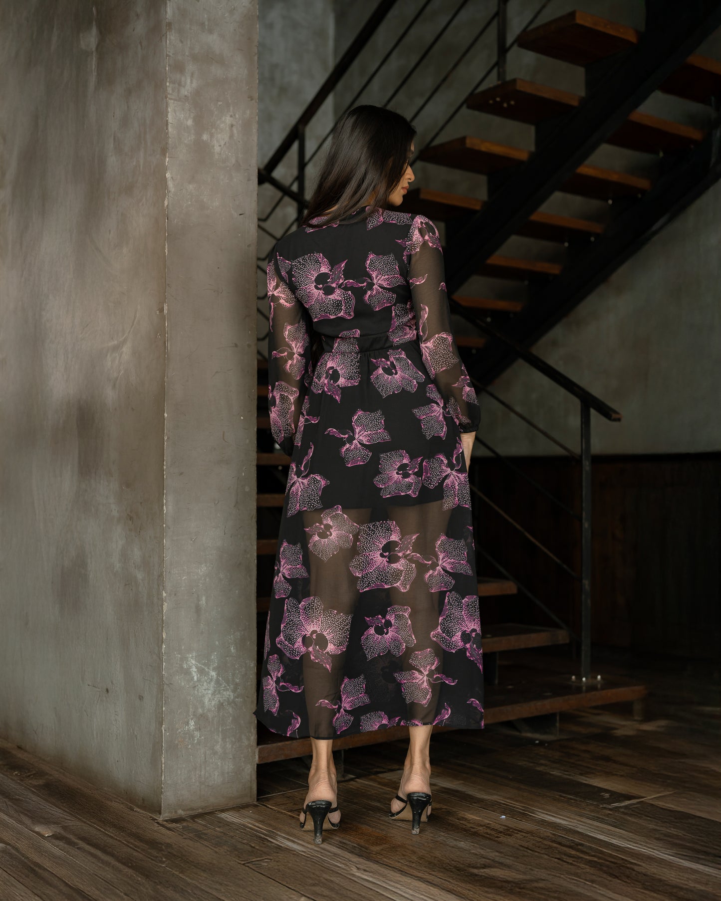 Surplice Neckline Printed Maxi Dress