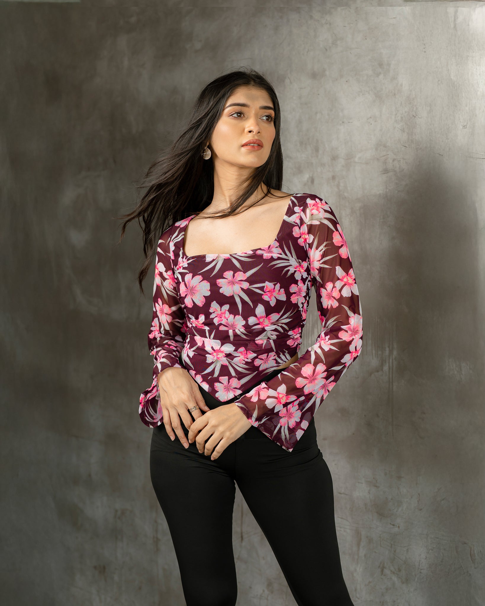 Long Sleeve Mesh Top