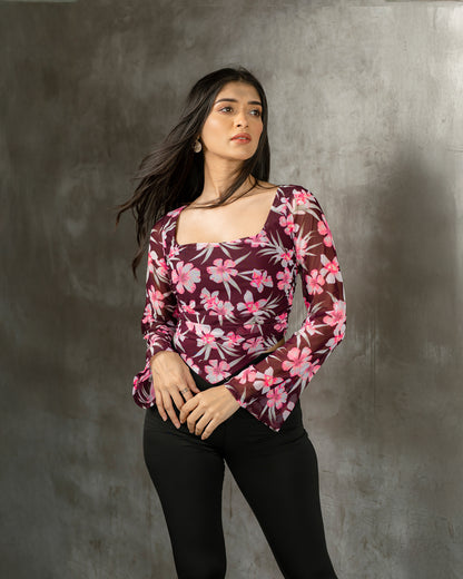 Long Sleeve Mesh Top