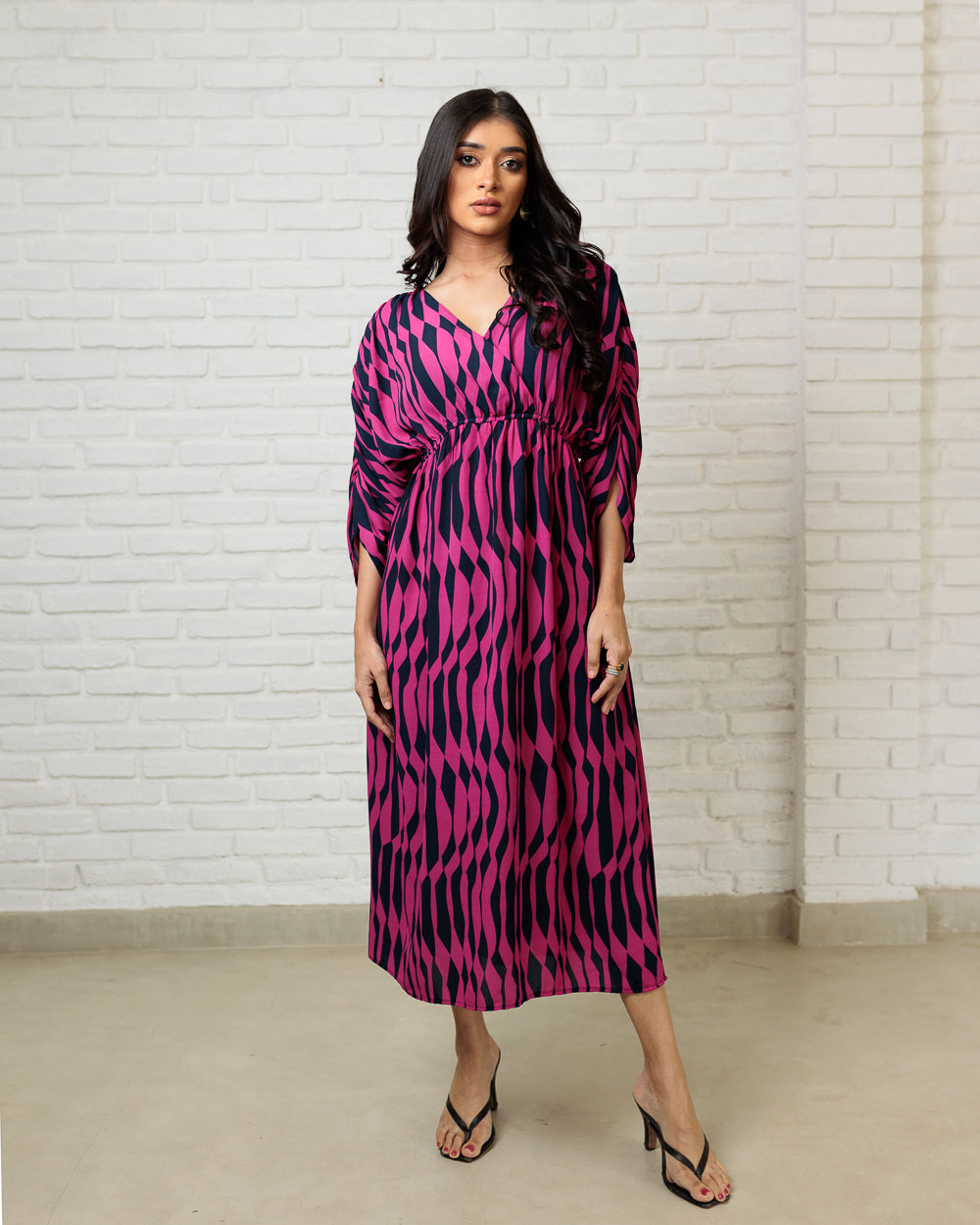 Sleeve and Waist Gathered Details Dress