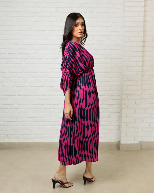 Sleeve and Waist Gathered Details Dress