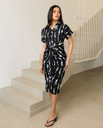 Front Tie Up Short Dress