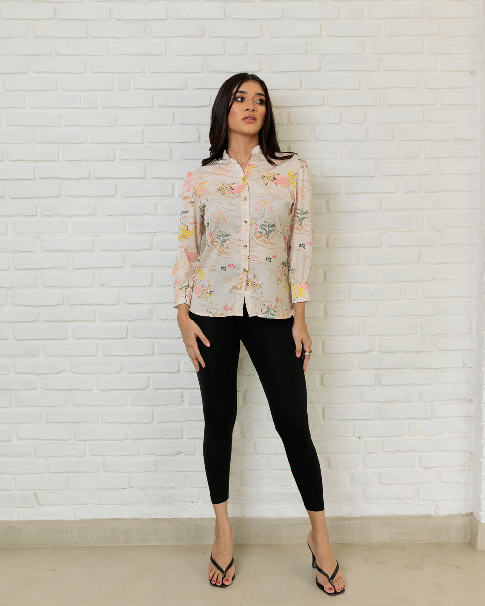 Button Detail Collar Top