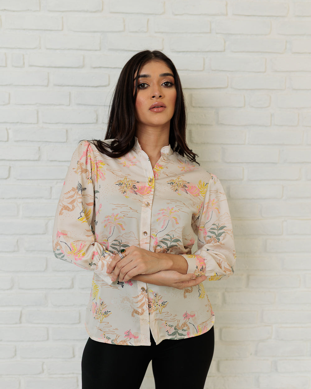 Button Detail Collar Top