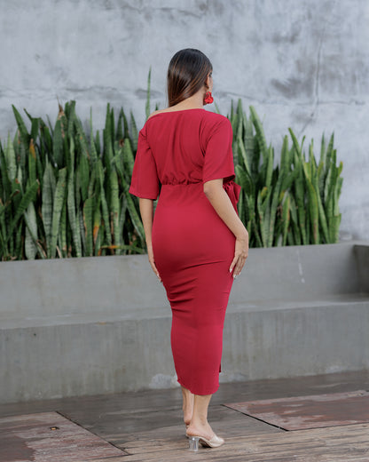 Drop Shoulder Front Knot Dress