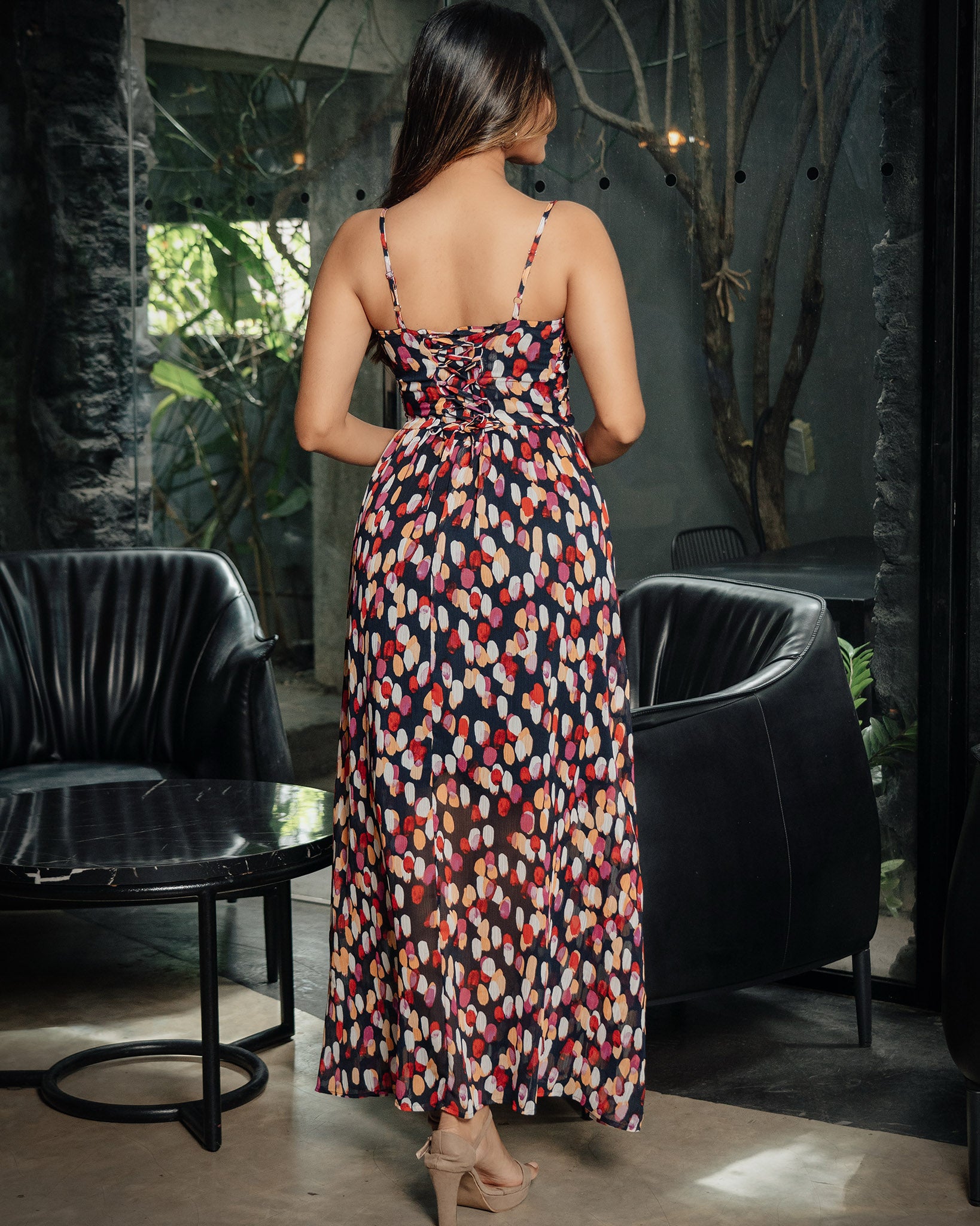 Strappy Criss-Cross Back Tie Maxi Dress
