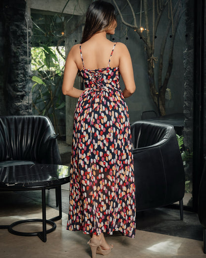Strappy Criss-Cross Back Tie Maxi Dress