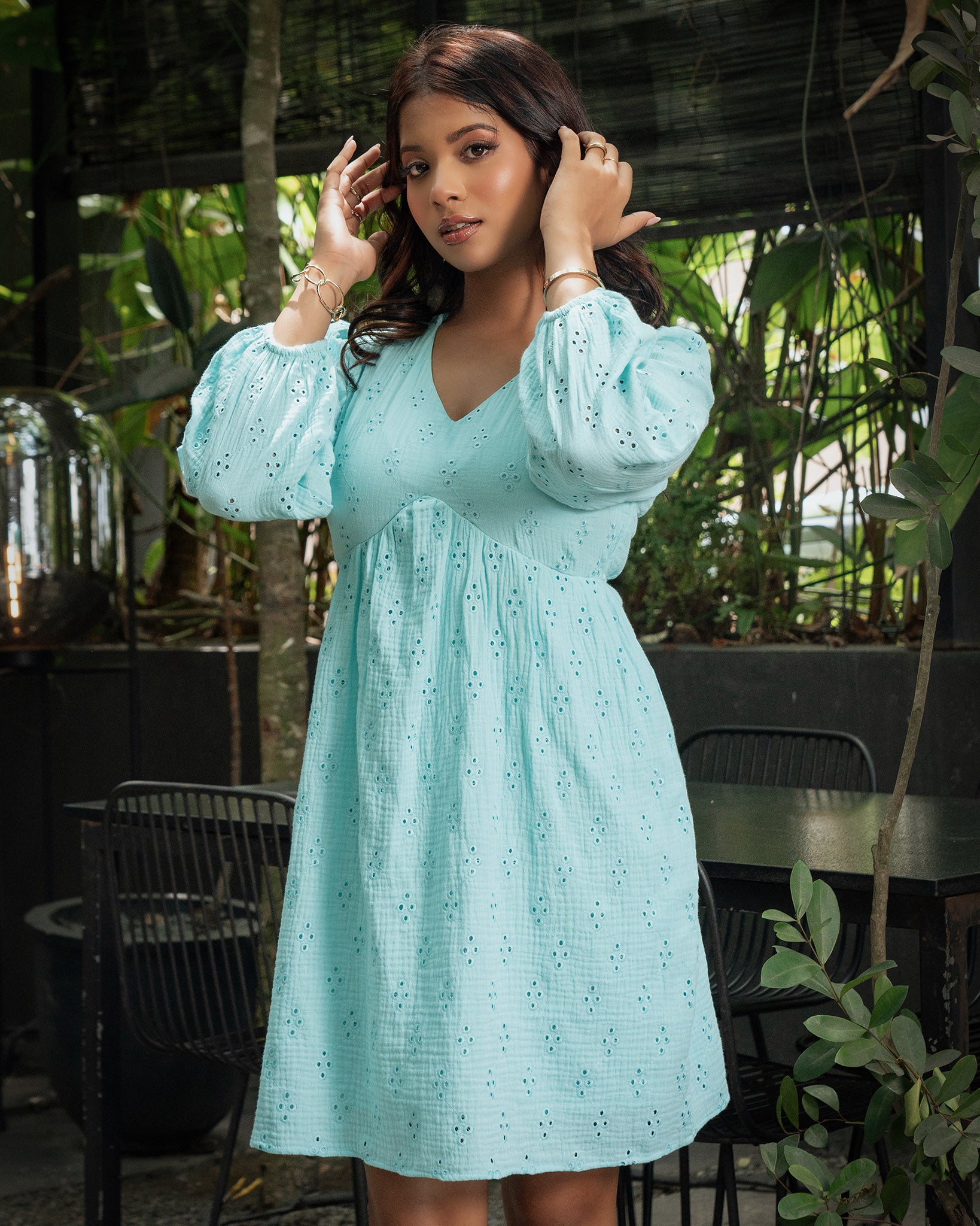 Long Sleeve Embroider Detail Dress