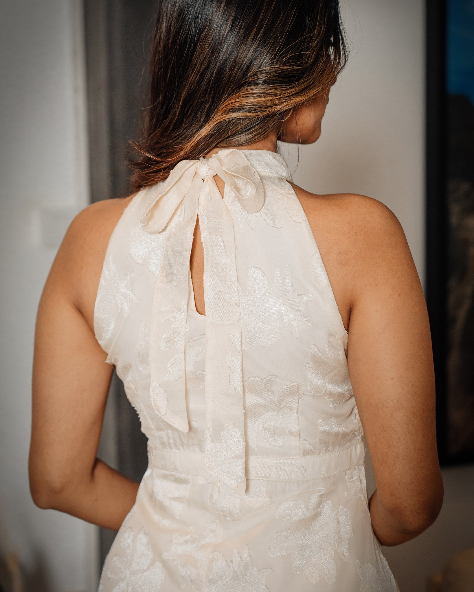 Halter Neck Back Tie up Dress