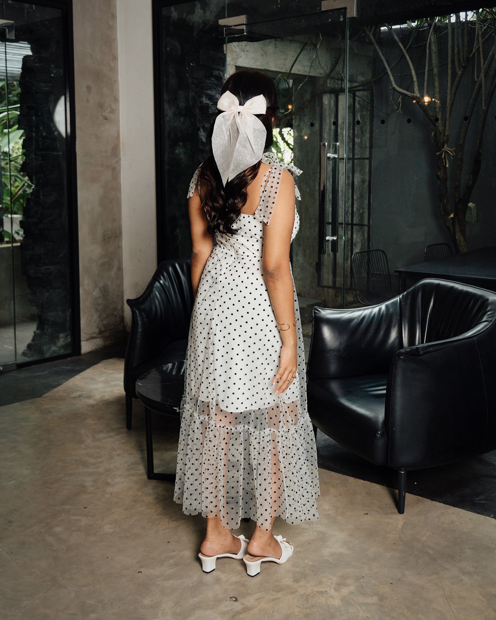 Strappy Polka Dot Corset Maxi Dress
